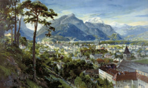 Bad Reichenhall auf einem Werbeplakat von Edward T. Compton, 1905. © J. Lang