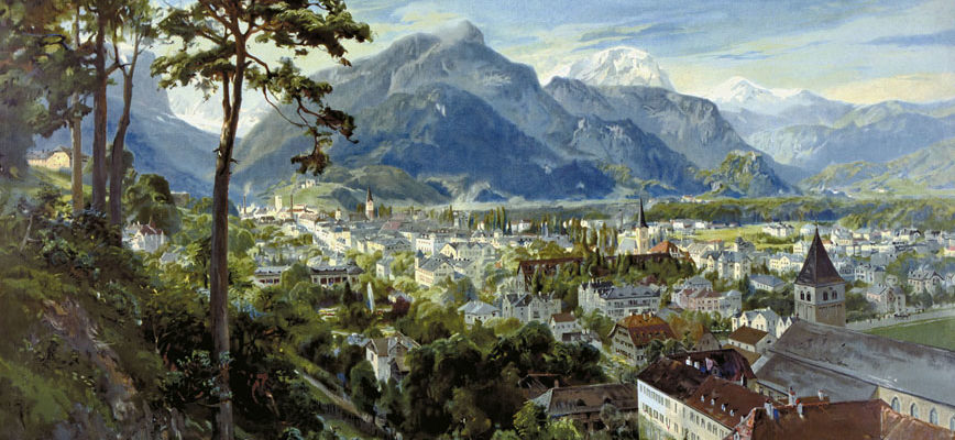 Bad Reichenhall auf einem Werbeplakat von Edward T. Compton, 1905. © J. Lang