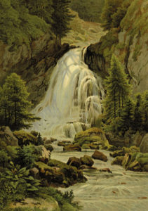 Gollinger Wasserfall um 1880 (Aquarell von C. P. C. Köhler; aus: Die Salzburger Alpen. Aquarelle mit Schilderungen, Darmstatt o. J., Reproduktion SLA)