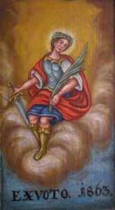 St. Primus auf einer Votivtafel in Adelholzen 1863 © J. Lang
