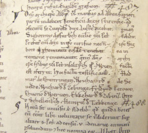Erste Erwähnung des Namens Oberalm (Alben superior) in einem Traditionscodex von St. Peter zu dem Jahr 1192. (Archiv St. Peter, Hs. A1, Nr. 487; Foto SLA)
