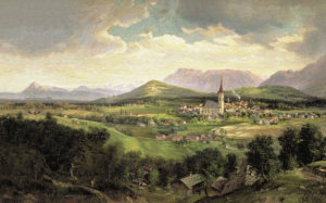 Teisendorf auf einem Teisendorf auf einem Gemälde um 1860 (Maler: Hitzinger) © Markt Teisendorf