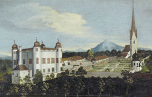 Marzoll entstand als eines der ersten Renaissanceschlösser in unserer Region in den Jahren von ca. 1526 bis ca. 1536. Ansicht um die Mitte des 18. Jh. © J. Lang/Stadtarchiv Bad Reichenhall