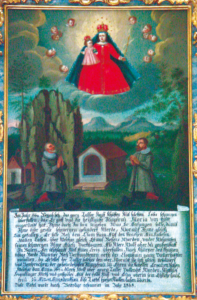 Votivtafel mit der Ursprungslegende von Maria Klobenstein 1664 © J. Lang