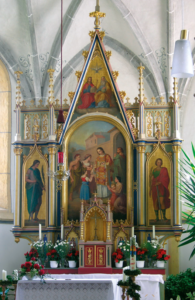 Hochaltar mit dem Kirchenpatron St. Laurentius © H. Roth